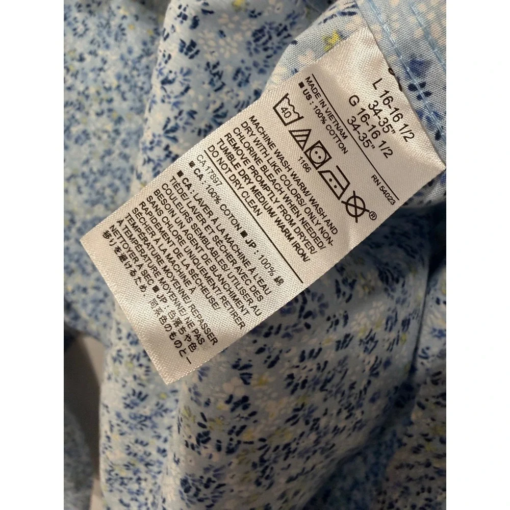Banana Republic Mens Untucked Fit Non-Iron Floral Shirt Blue White Large L